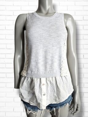 Anthropologie X Moth Inari Lace Detail Sleeveless Sweater Tank Top Size S